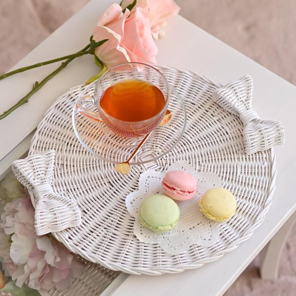 ラタン トレー トレイ 小物 収納 ディスプレイ ホワイト 籐 おしゃれ