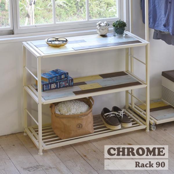 オープンラック おしゃれ スチールラック シェルフ 3段 幅 90 cm 本棚