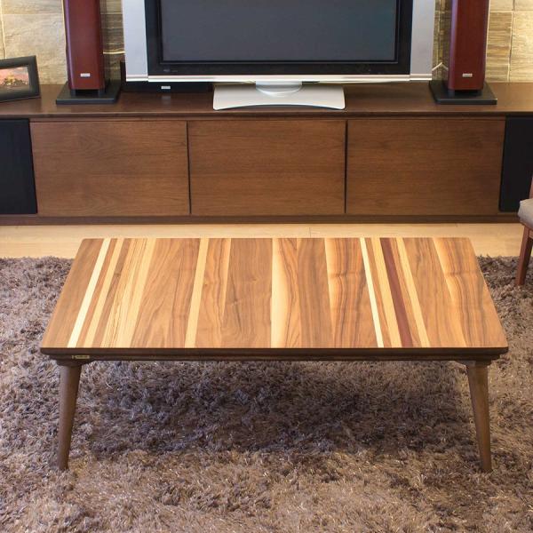 デザイン こたつ テーブル 長方形 おしゃれ 天然木 グラデーション 120cm 北欧 ホワイト ブラウン モダン UV塗装 ハロゲン ブラシ
