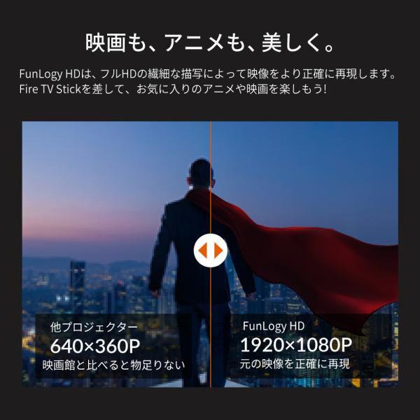 プロジェクター 小型 家庭用 プロジェクタ 高解像度 Hd 映画 高画質 ビジネス モバイル ビジネス ブラック スマホ 本体 Iphone Fun Hd Funlogy 映画 ホームシアター Hdmi Usb Funhd プロジェクター専門店 Funlogy
