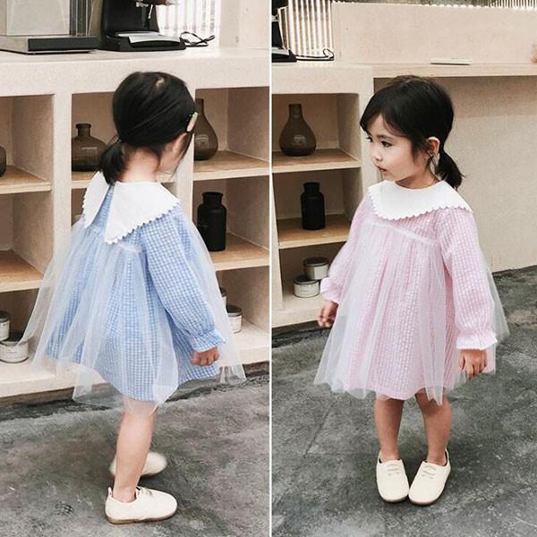 子供ワンピース キッズワンピース 子どもワンピ チュール 子供 春服 チェック柄 2色 ブルー ピンク 73 80 90 100 110 全店2点送料無料 Sand1373 サンドリスオンライン 通販 Yahoo ショッピング