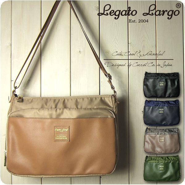 Legato Largo レガートラルゴ ショルダーバッグ レディース 両面撥水高密度ナイロン調ポリ 10ポケットショルダーバッグ H112 バッグと財布のサンディブラウン 通販 Yahoo ショッピング