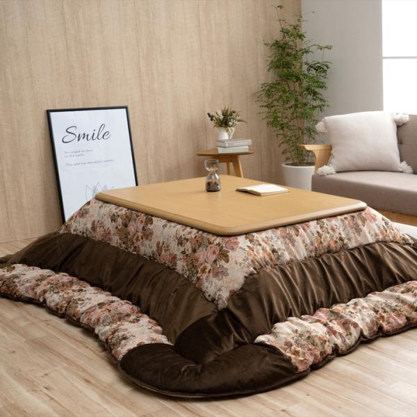 こたつ布団 日本製 長方形 エレガンス柄 省エネ ベージュ 約205×245cm