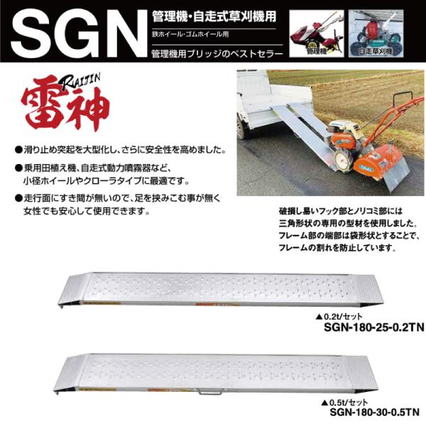 0.2t 2本セット 有効幅244 全長1800 SGN-180-25-0.2TN ツメ形状 アルインコ 昭和ブリッジ アルミブリッジ ラダー はしご 耕うん機 管理機【要在庫確認】