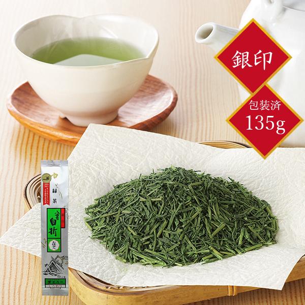プチギフト 茶三代一 緑茶 煎茶 抹茶入り八雲白折 銀印「包装済」135g
