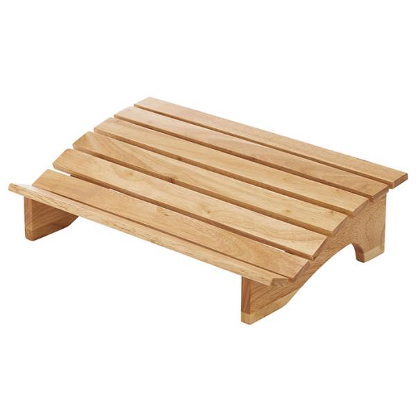 天然木(ラバーウッド)を使用したフットレスト(足置き)。かかとがフィットするように設計されているので、足の位置を高くして、足首が自然な角度になる事で、長時間座っても疲れにくくなります。デスクワーク、リモートワークなどの長時間の使用におすすめ...