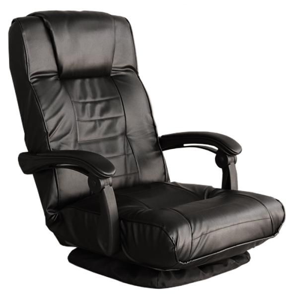 回転座椅子 ブラック 座椅子 肘掛け 360度回転 リクライニングチェア 1人掛け ハイバック 折りたたみ可 レザー調 M5-MGKTIR00129BK