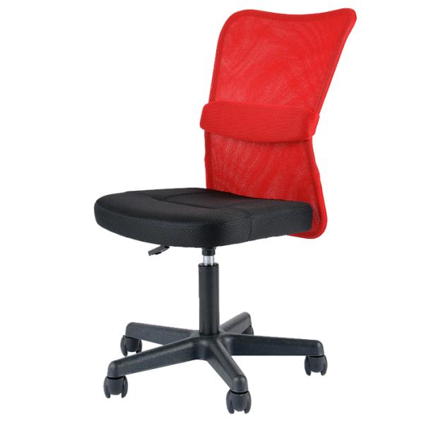 オフィスチェア レッド デスクチェア 肘なし パソコンチェア 学習椅子 コンパクト チェア 椅子 高さ調節 昇降式 腰当て M5-MGKVD00001RD