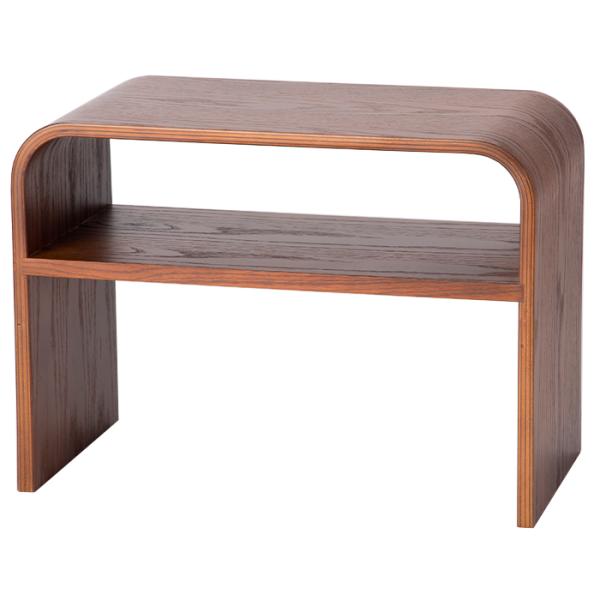 ミニテーブル ブラウン サイドテーブル 木製 曲げ木 縦横2WAY 幅55cm ソファテーブル ナイトテーブル 棚付き オーク突板 M5-MGKVD00029BR