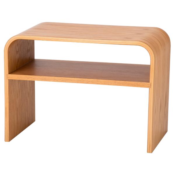 ミニテーブル ナチュラル サイドテーブル 木製 曲げ木 縦横2WAY 幅55cm ソファテーブル ナイトテーブル 棚付き オーク突板 M5-MGKVD00029NA