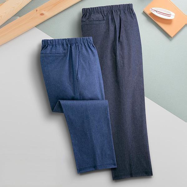 彩香 広島産デニムウエストらくらくパンツ 2色組 30277 1セット（2本：2色×各1本） 彩香 広島産デニムウエストらくらくパンツ 2色組 30277 1セット（2本