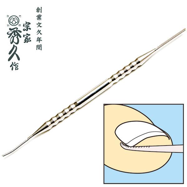 食い込む巻き爪を素早く削る。職人目立ての巻き爪ヤスリ　足の指に食い込むように侵食する巻き爪は、処理が大変です。この「匠の巻き爪専用ヤスリ」は肉に食い込んだ頑固な巻き爪の奥にも入っていけるように熟練の職人の手によってヤスリの先端を極限まで細か...