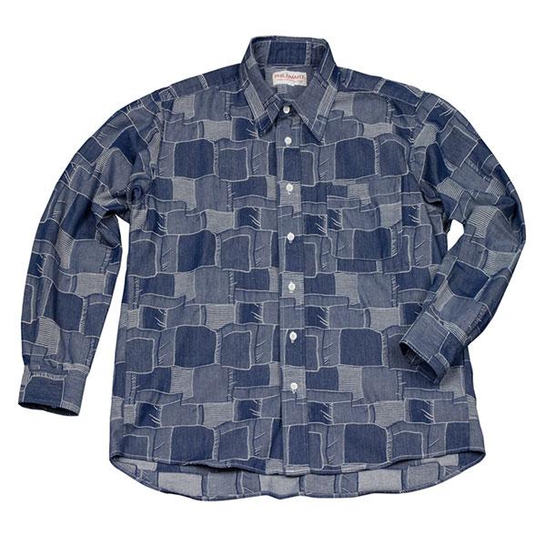 ジーンズ企画工房 フィルスマート パッチワーク風シャンブレーシャツ 31016-S 1枚 ジーンズ企画工房 フィルスマート パッチワーク風シャンブレーシャツ