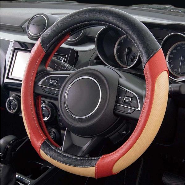 ハンドルカバー 軽自動車 Sサイズ 車用 ステアリングカバー おしゃれ スピードシェイプ ブラック オレンジ 合成皮革 フェイクレザー コンビ 送料無料