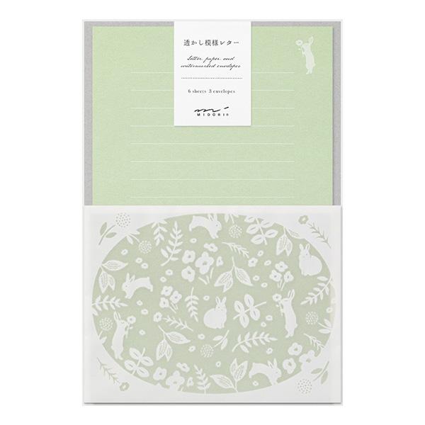 MIDORI（ミドリ） レターセット 透かし うさぎ柄 : 文具セレクト