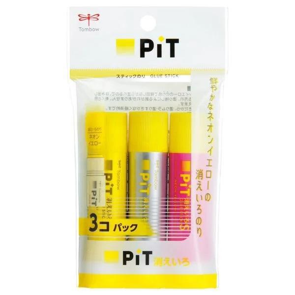【のりのり】【3個セット】イマコ Small/Bleached 新品 トンボ鉛筆 スティックのり 消えいろピット ネオンイエロー 3コパック