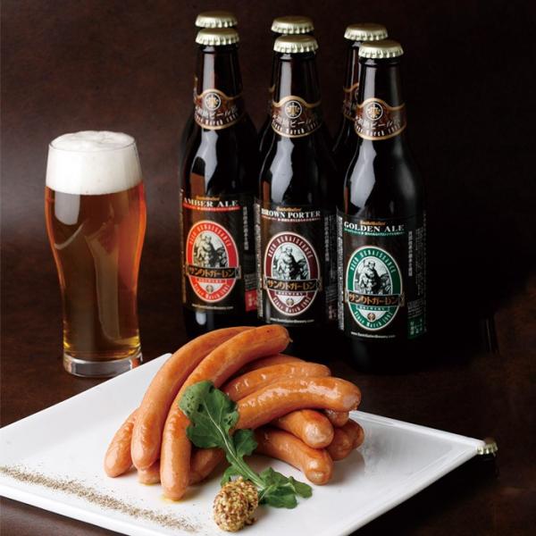 厚木ハム 監修 ウインナー ソーセージ ＆ 金賞 地ビール詰め合わせA（2-3人向） 本州送料無料 サンクトガーレン クラフトビール 飲み比べ おつまみセット