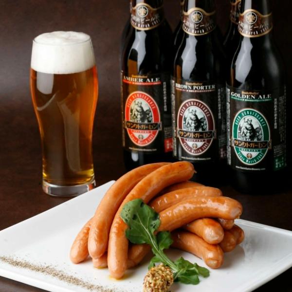 厚木ハム 監修 ウインナー ソーセージ ＆ 金賞 地ビール詰め合わせC（1-2人向） 本州送料無料 サンクトガーレン クラフトビール 飲み比べ おつまみセット