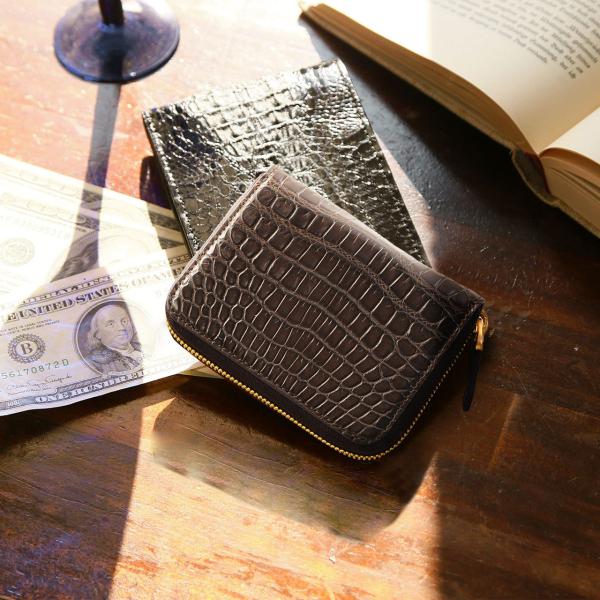 クロコダイル コンパクト 財布 マット 加工 メンズ ヘンローン ラウンドファスナー 全15色 (No.06001044-mens-1) クロコダイル コンパクト 財布 マット 加工 メンズ ラウンドファスナー