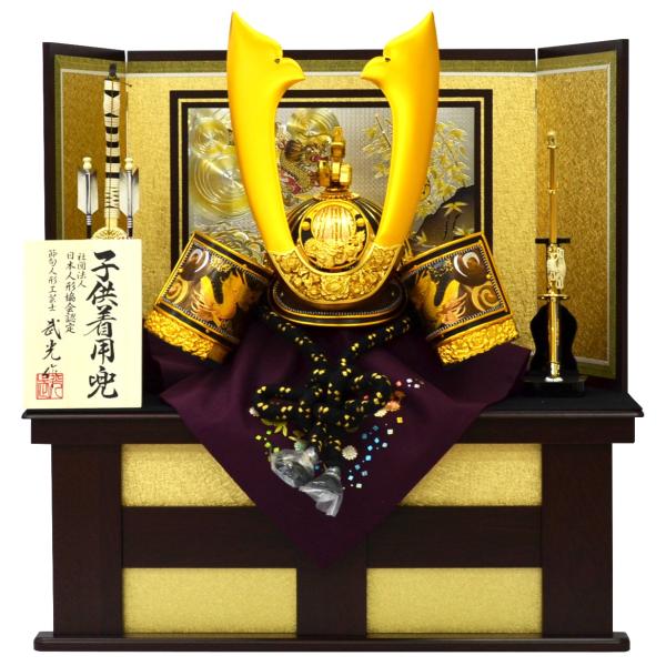 五月人形　一福作　25号兜飾り 五月人形 兜飾り着用収納飾 25号 一成 上杉謙信 彫金風木目 2025