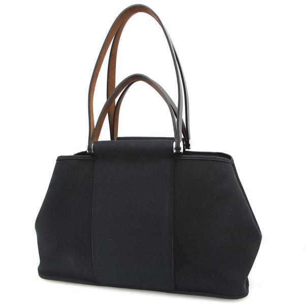 エルメス カバックエランPM 黒 トワル □Q刻印 シルバー金具 Bランク  