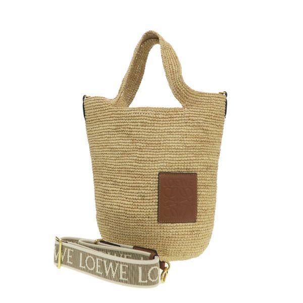 yapp 　LOEWE スリットバッグ　ミニ LOEWE ロエベ スリットバッグミニ(ラフィア＆カーフ) Aランク