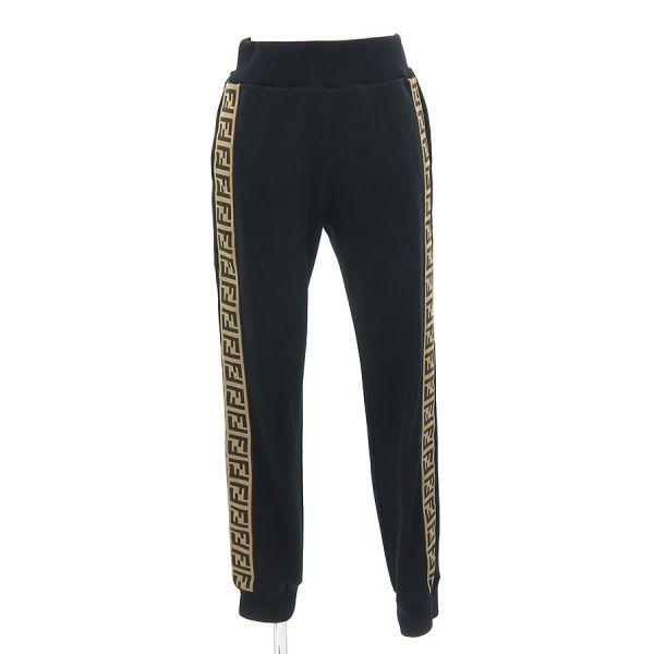 【超美品】【新品未使用】Fendi ロゴパターン ブラックパンツ FENDI】フェンディ『FFロゴ ズッカ柄 パンツ size40』FR6194 A5G1