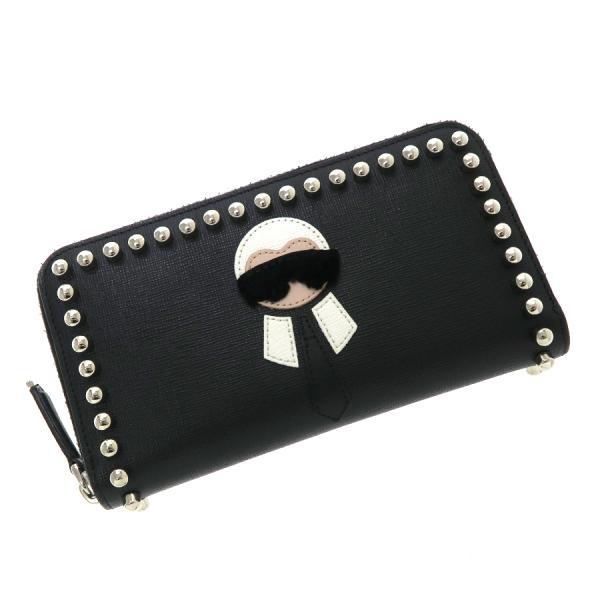 美品》 フェンディ カーリト カールラガーフェルド ラウンドジップ長財布 