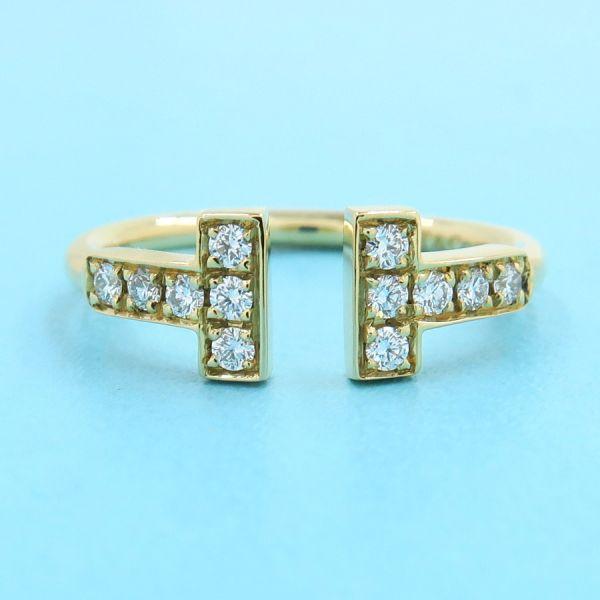 ティファニー Tワイヤー12P ダイヤリング 指輪 750YG 8号