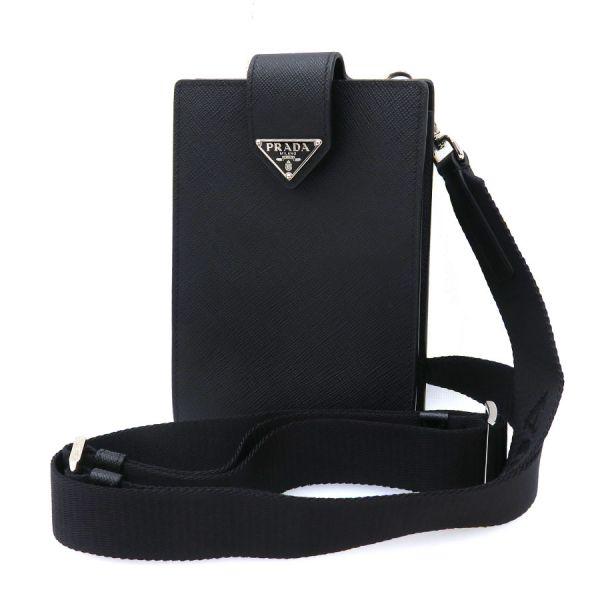 PRADA 美品 スマホショルダーバッグ サフィアーノ PRADA】プラダ『サフィアーノレザー スマートフォンケース』2ZH126