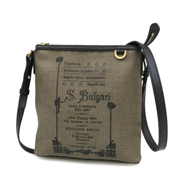 BVLGARI ブルガリ レザー ショルダーバッグ ロゴマニア ブラウン BVLGARI ブルガリ レザー ショルダーバッグ ロゴマニア ブラウン