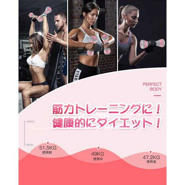 2色 ダンベル 重量調節可能 4KG（2kg×2セット）可変式ダンベル