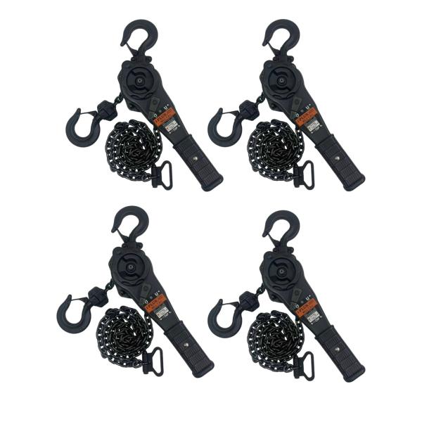 三方良し 最新 4台セット レバーホイスト 1t 1.5m 1000kg 1トン 黒 軽量小型化 レバーブロック 荷締め機