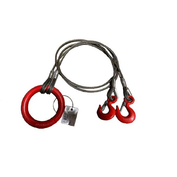 2点吊りワイヤーフック付 0.6tonx1.5m 2点吊りワイヤースリング