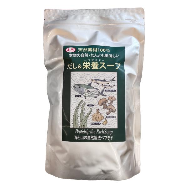 感動料理 だし&amp;栄養スープいわし、カツオ、昆布、原木椎茸、無臭にんにくの厳選された自然素材を不自然な化学溶剤などを使わず自然製法で分子の細かいペプチドにしています。※「ペプチド」とは、食材のタンパク質が吸収されやすく分解された状態の...
