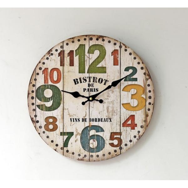 掛け時計　雑誌掲載　 パリ　アンティーク調 プレゼント 存在感抜群！！ レトロ 壁掛け時計 PARIS アンティーク 風 時計 木目 調 北欧 アナログ