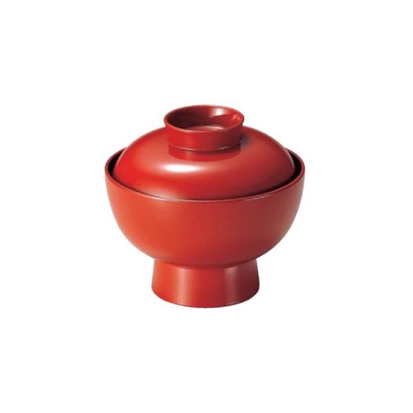 【代引不可】【耐熱ABS樹脂】 5寸高台丼  朱内黒  親・蓋　2-298-7　φ153*H138(mm)