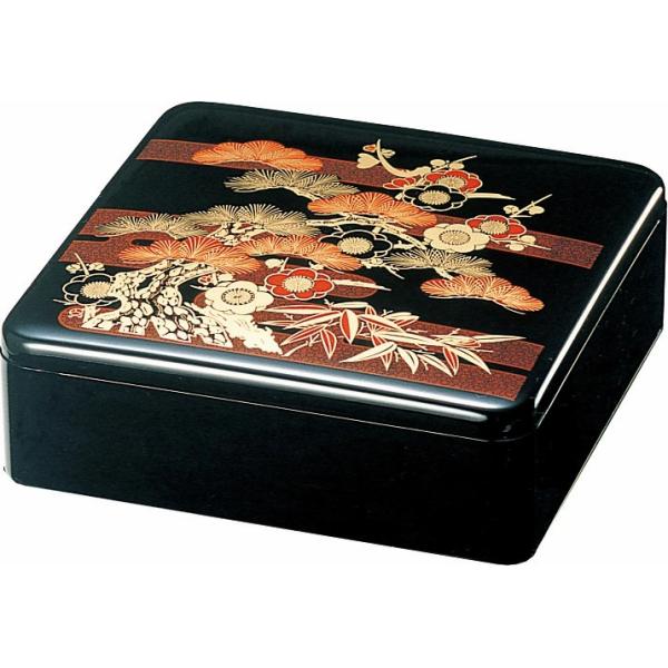 10セット 重箱 1段 ｜ 一段重 一段重箱 6.5寸重段 黒松竹梅（外寸19.6