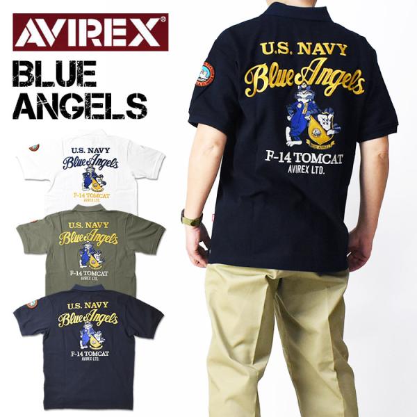 AVIREX アビレックス 半袖 ポロシャツ BLUE ANGELS ミリタリー AVIREX アビレックス 半袖 ポロシャツ BLUE ANGELS ミリタリー