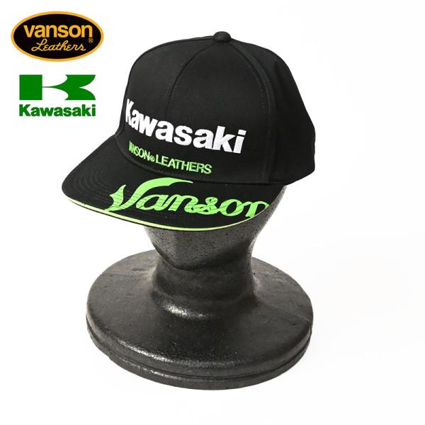 VANSON x KAWASAKI バンソン x カワサキ コラボ ツイル ベースボールキャップ 帽子 メンズ レディース ユニセックス KMV-2606