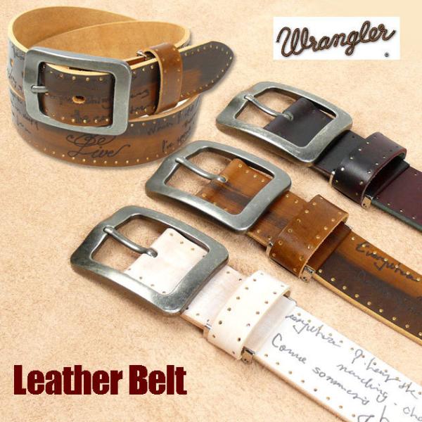 レザー彫刻ベルト Wrangler ラングラー ロングサイズ Carving Leather Belt
