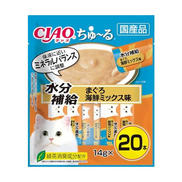 他サイト： チャオ (CIAO) ちゅ~る 水分補給 まぐろ 海鮮ミックス味 20本 猫用おやつの商品画像