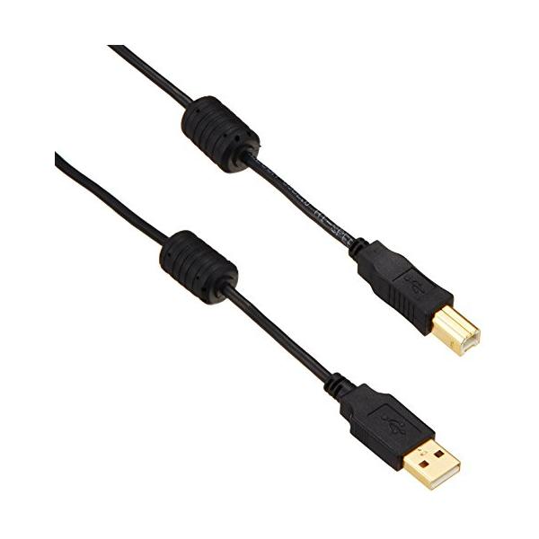他サイト： エレコム USBケーブル 【B】 USB2.0 (USB A オス to USB B オス) フェライトコア付 2m ブラック U2C-BF20の商品画像