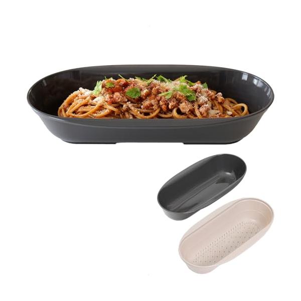 パスタボウル&amp;ザル BRブラウン/-/510-53・Style:パスタボウル&amp;ザル BR・パッケージ個数:1・【商品仕様】:サイズ/[ボウル]約145×295×58mm・[ザル]約146×296×63mm、カラー/ブラウン、...