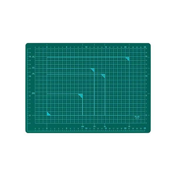 他サイト： PLUS(プラス) カッターマット 両面 A4 230×320mm グリーン 48-573の商品画像