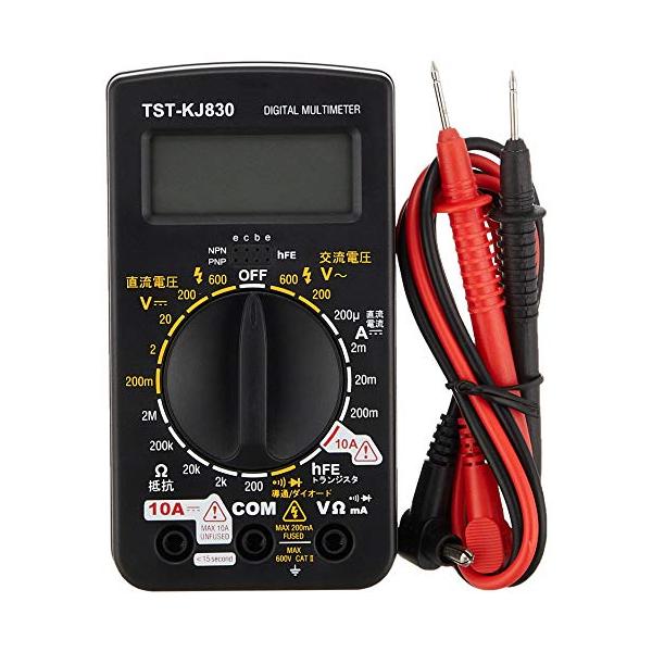 デジタルテスター・ブラック 1個 (x 1) TST-KJ830・・PatternName:単品・作動方式:2重積分方式・表示:3 1/2桁デジタル表示、最大表示1999・極性表示:自動(-符号のみ点灯)・オーバーレンジ:1または-1マーク...
