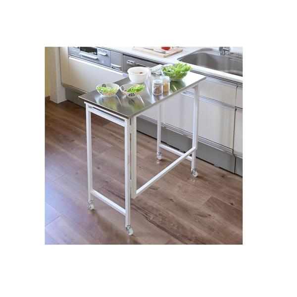 折りたたみ式ステンレス天板キッチンカウンター