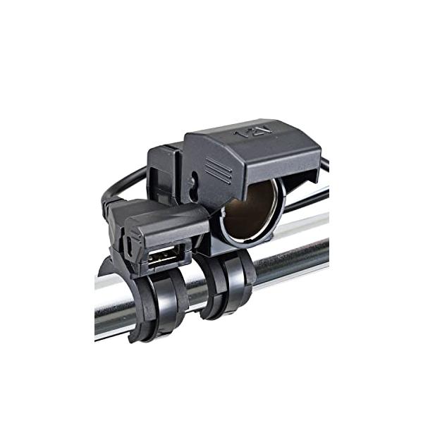 USB×1+シガーソケット×1・ブラック 1個 (x 1) 93042・・PatternName:USB×1/シガーソケット×1・バイク専用電源USB TypeーAとシガーソケット・USB MAX5V/2.1A、シガーソケット MAX12V...