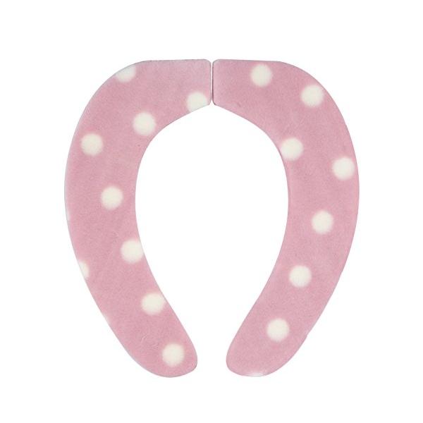 他サイト： 【日本製 消臭 洗える】サンコー ずれない ふんわりタイプ トイレ 便座カバー 9mm ピンク ドット おくだけ吸着 KC-71の商品画像