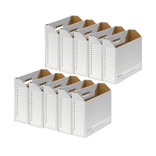 他サイト： プラス ファイルボックス エコノミー 10冊 A4横 背幅100mm ダークグレー 553-989の商品画像